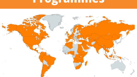 Map of the world with GWNET mentee countries highlighted in orange