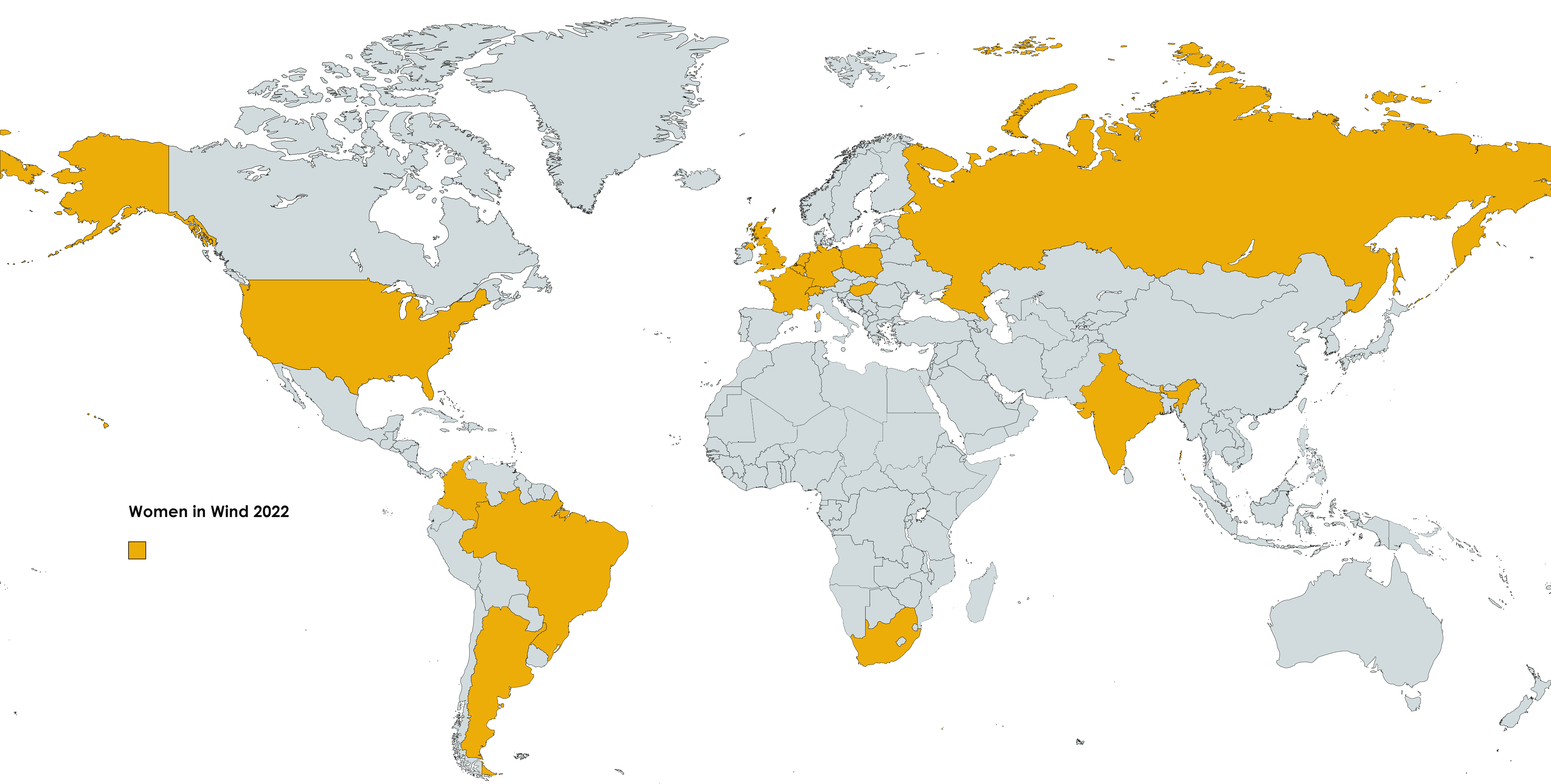 Map of the world, with mentor countries highlighted