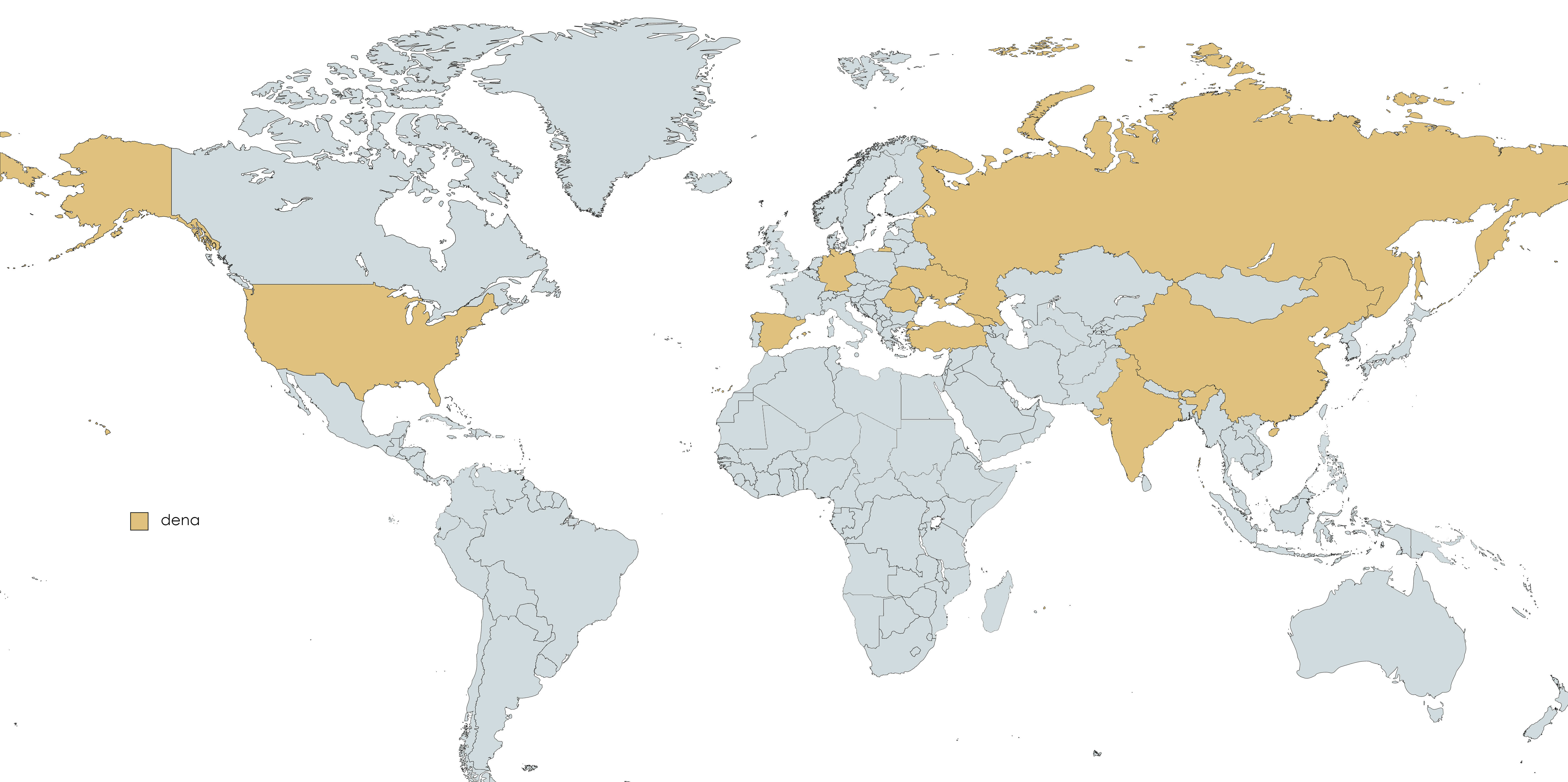 Map of the world with highlighted sections showing mentor countries