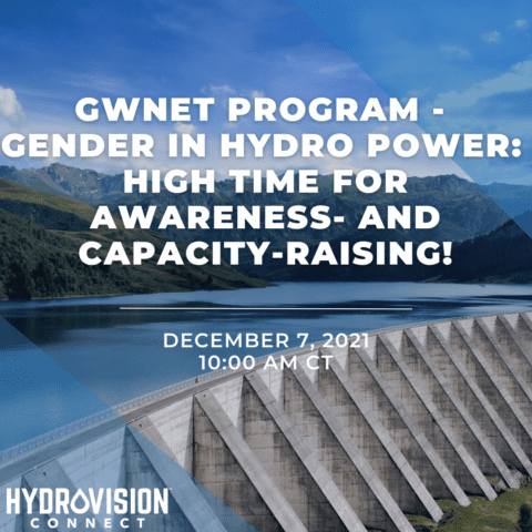 Image of hydropower dam overlayed with text